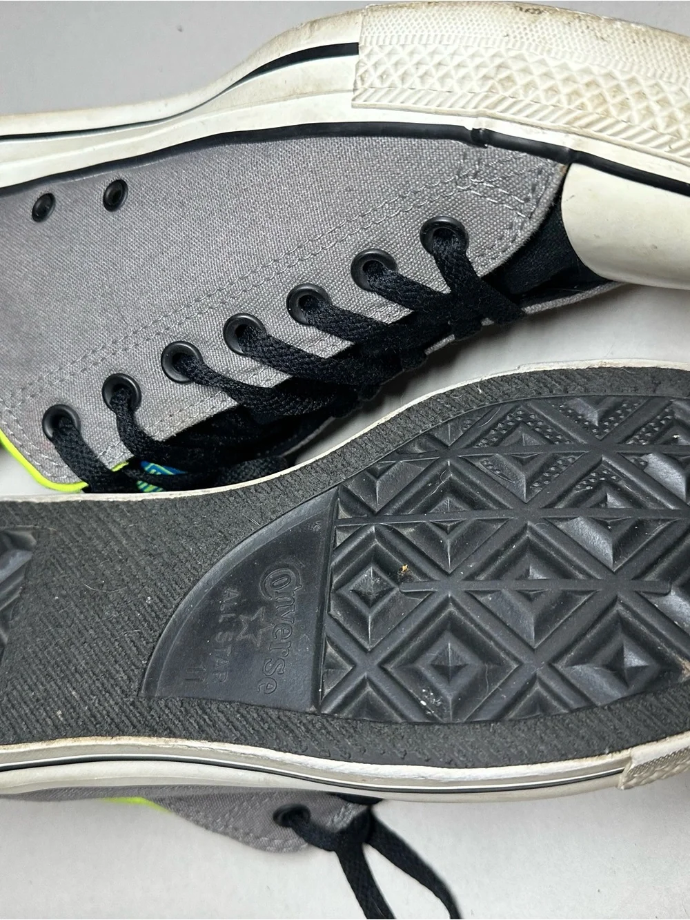 Converse Men's Gray, Black and Neon Yellow Low-Top Sneakers - Picture 2 of 4